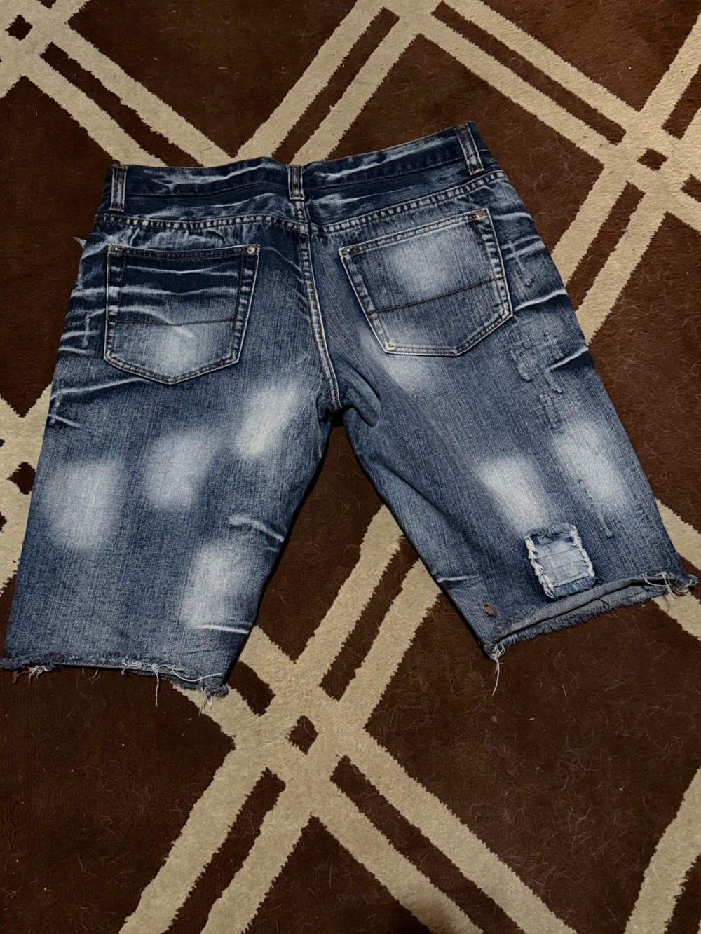 Distressed Dark Blue Men's Denim House Shorts - Picture 8 of 13